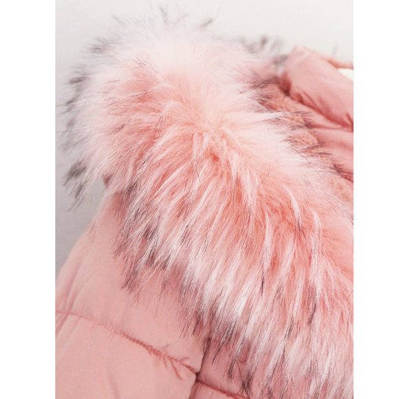 NEW Blush Pink Faux Fur Lined Puffer Coat Jacket - Picture 5 of 14